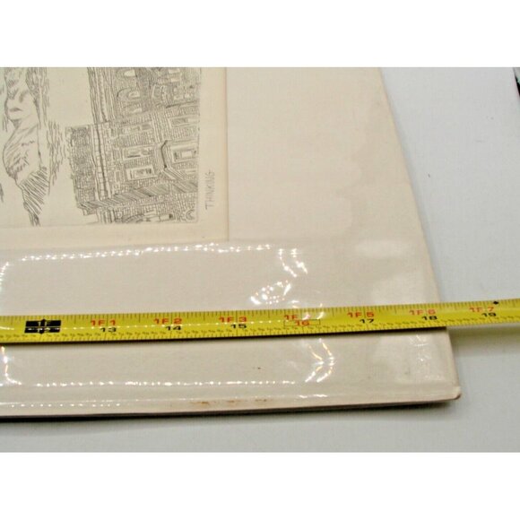 Thinking Signed Artist R. Jordan Windmill Church Village Pencil Art Drawings Mat - Picture 11 of 12